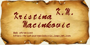 Kristina Mačinković vizit kartica